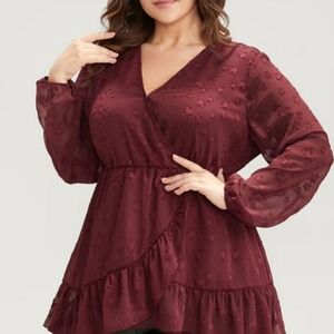 Womens Bloomchic Ruffled Wrap Blouse